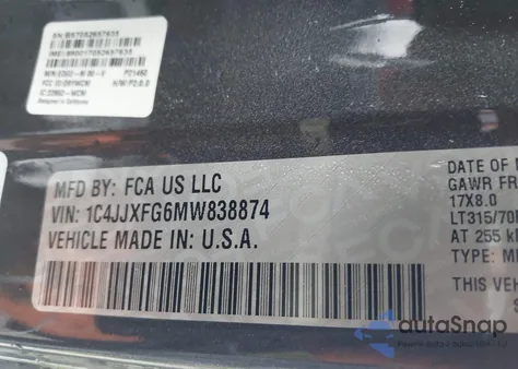 2021 Jeep Wrangler Unlimited Rubicon 4X4 from USA, damaged, VIN 1C4JJXFG6MW838874